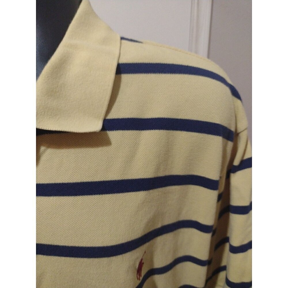 Polo Ralph Lauren Polo Shirt Mens 2XB Yellow and Blue Striped Big 2X Polo - Picture 7 of 13